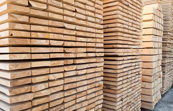Stack of edged pine boards
