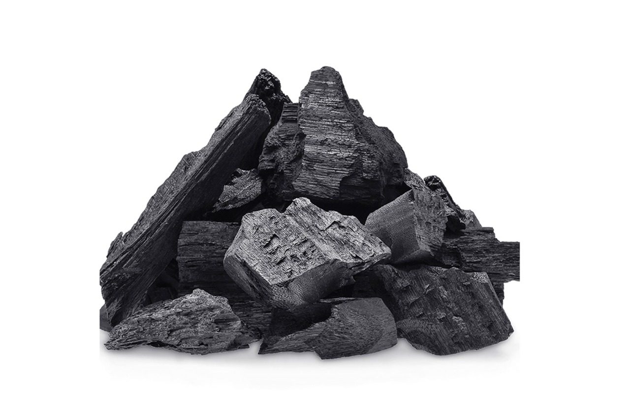 Pile of hardwood charcoal